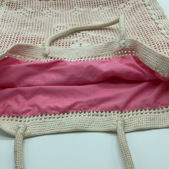 Vintage Hand Crocheted Bag - Cotton Lined - Picture 4 of 6